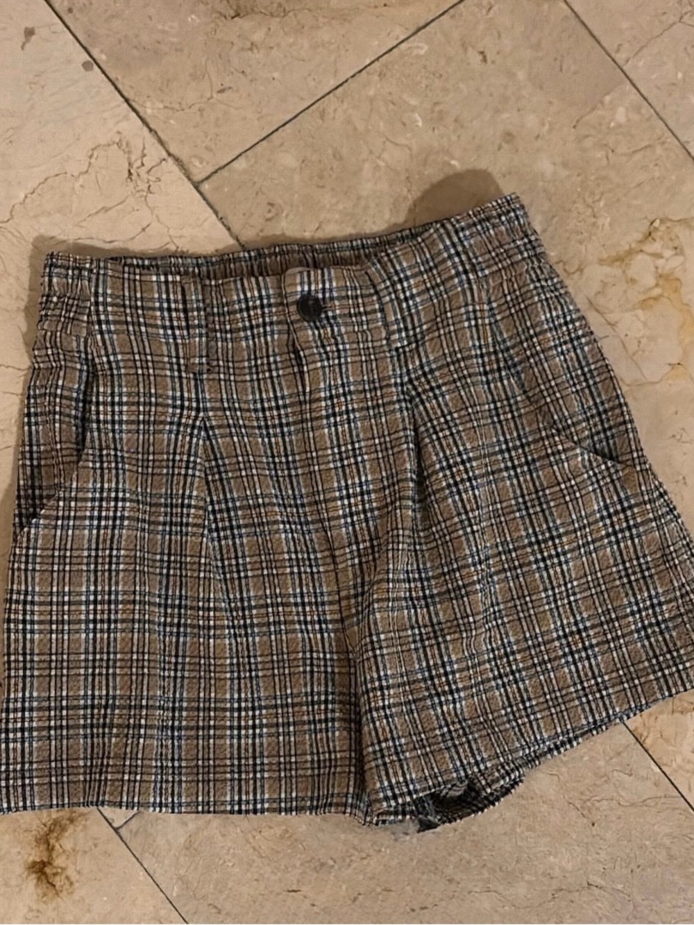 Madewell The Neale Short Gingham High-Waist Plaid Women’s Shorts in Brown